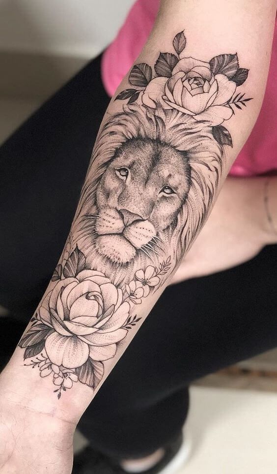 15 Best Lion And Flowers Tattoo Designs Petpress