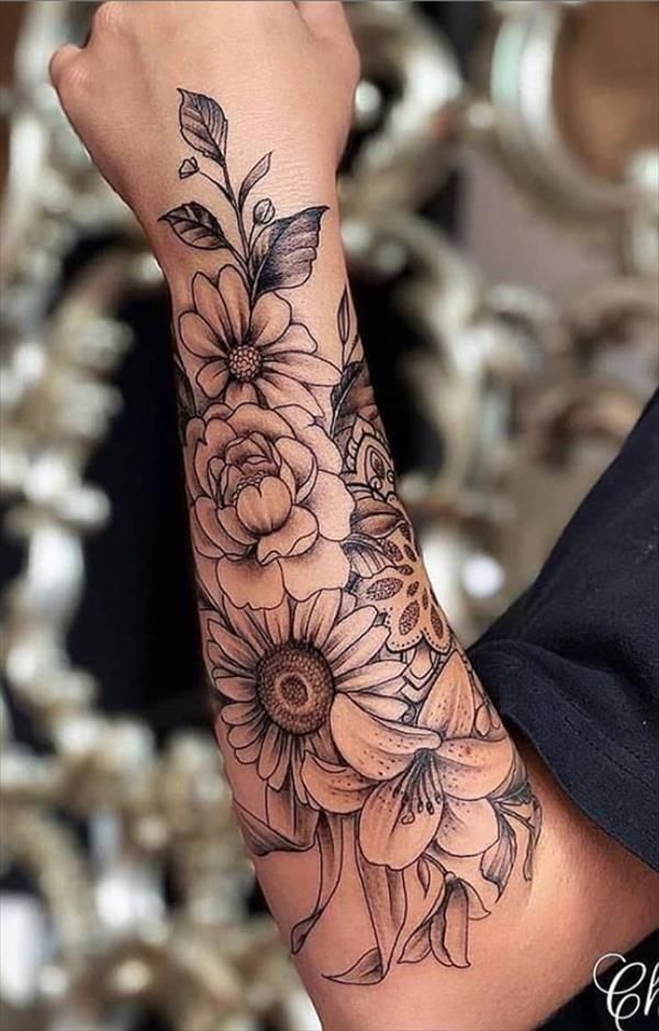 20 Unique Flower Sleeve Tattoo Design Ideas For Woman Half Sleeve