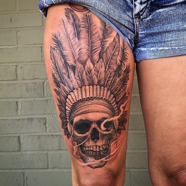 35 Majestic Indian Chiefs Skull Tattoos