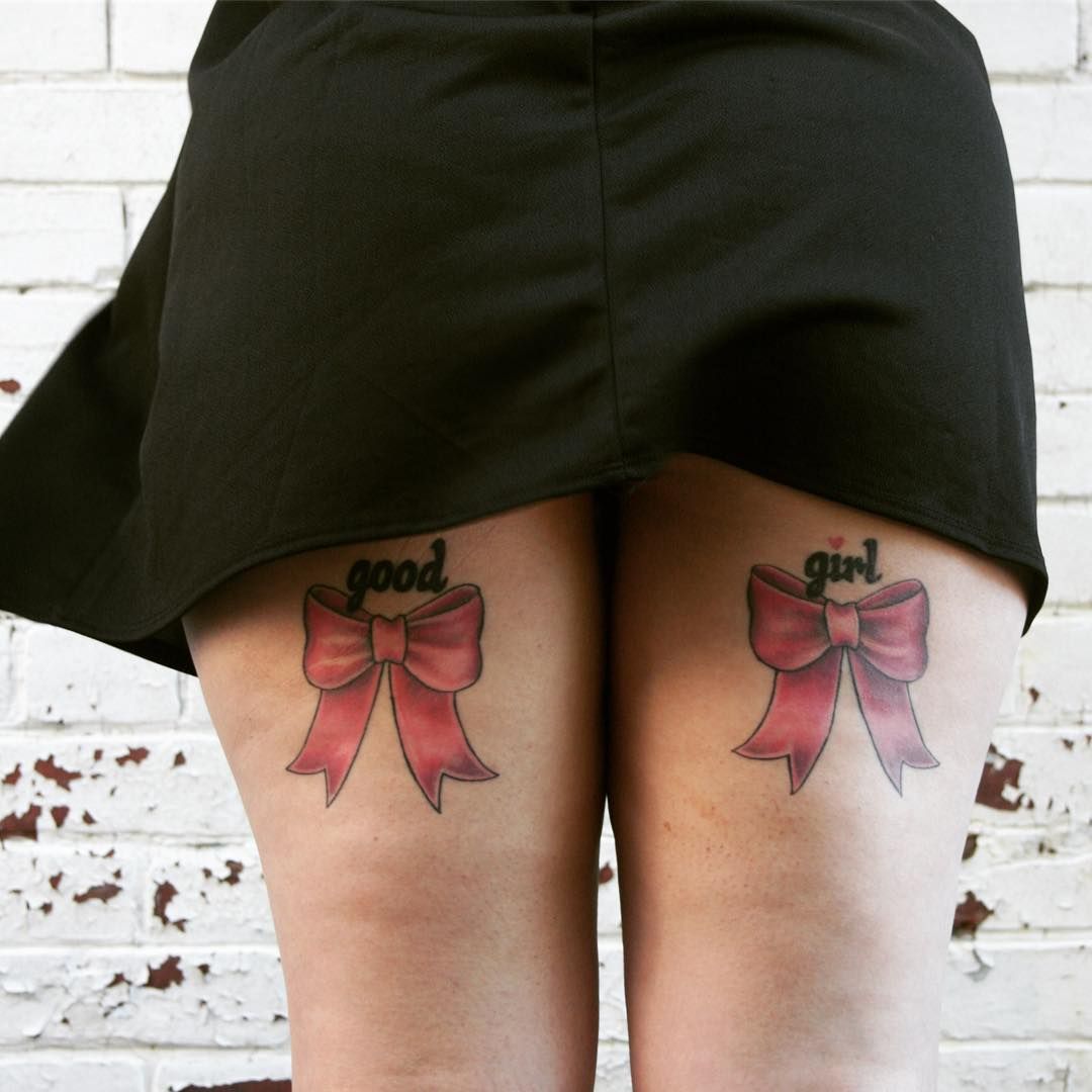 47 Brilliant Bow Tattoos On Thigh Leg Tattoo Designs