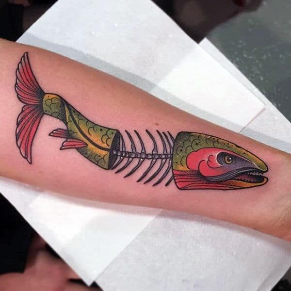 50 Fish Skeleton Tattoo Designs For Men X Ray Ink Ideas Skeleton