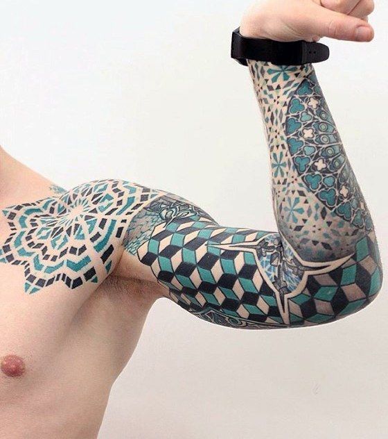 50 Geometric Tattoo Sleeve Designs For Men Complex Ink Ideas