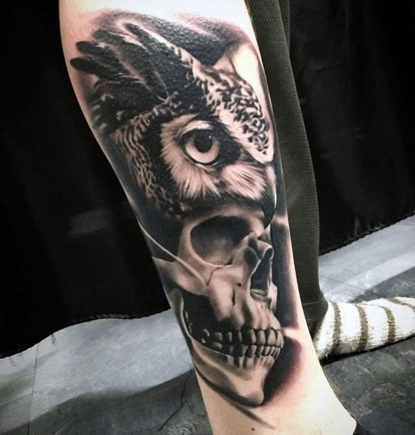 50 Owl Skull Tattoo Designs For Men Cool Ink Ideas