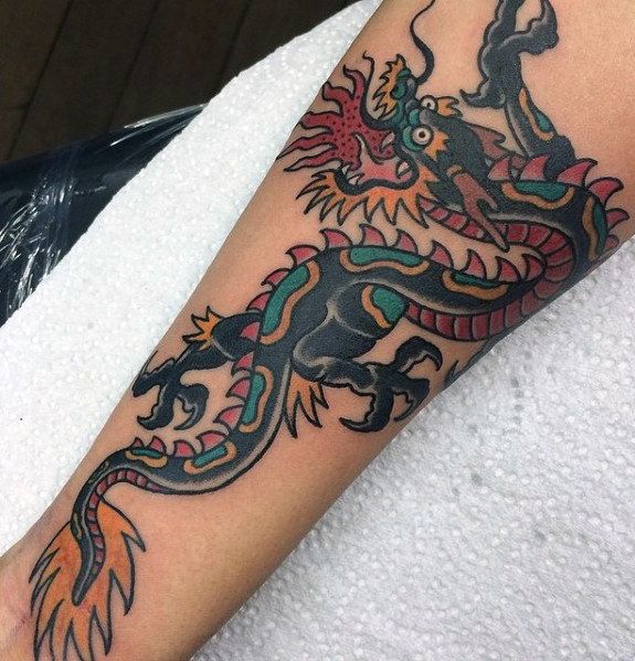 50 Traditional Dragon Tattoo Designs For Men Retro Ideas