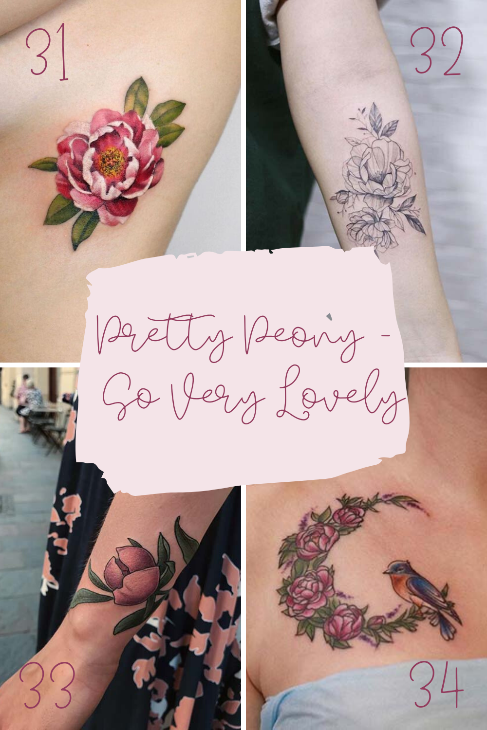 67 Pretty Peony Tattoo Design Ideas For Color Placement Style