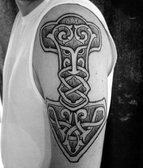 70 Mjolnir Tattoo Designs For Men Hammer Of Thor Ideas