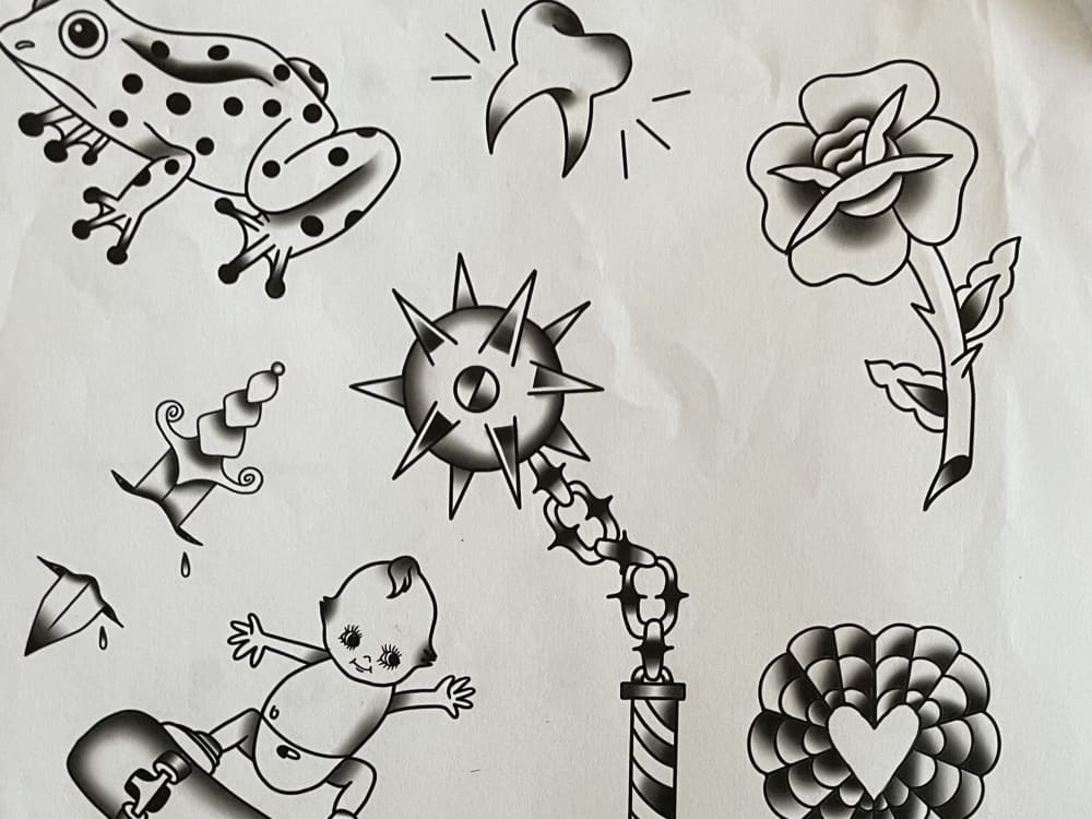 A Custom Tattoo Flash Sheet With 5 10 Or 15 Single Tattoo Designs