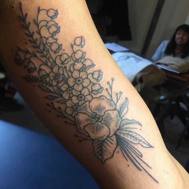 A Little Bouquet Of Family Birth Month Flowers For Her First Tattoo