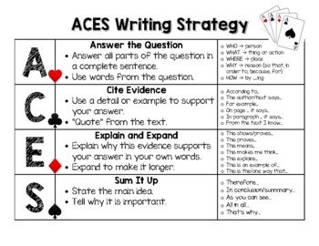 Ace Aces Writing Strategy Charts By Sharon Is Carin Tpt