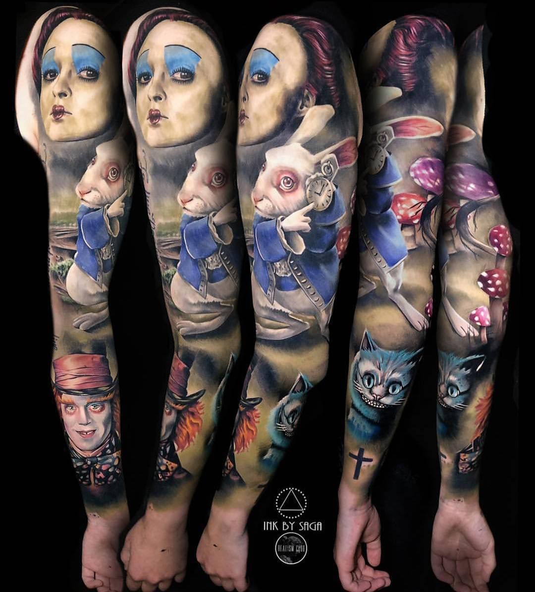 Alice In Wonderland Original Sleeve Tattoos Wunderland Tattoo