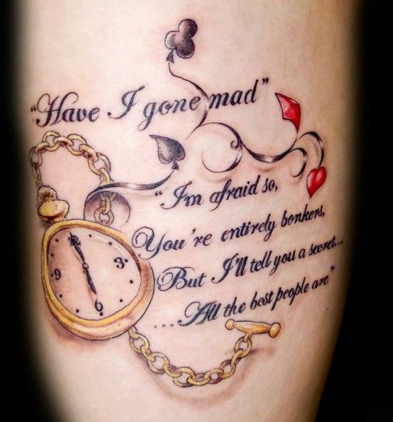 Alice In Wonderland Quotes Were All Mad Here Tattoo