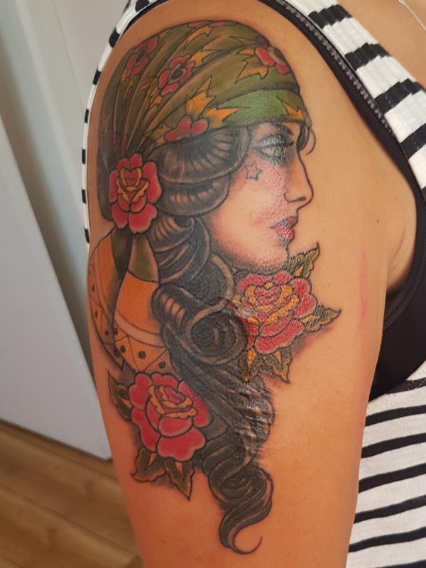 American Traditional Gypsy Tattoo