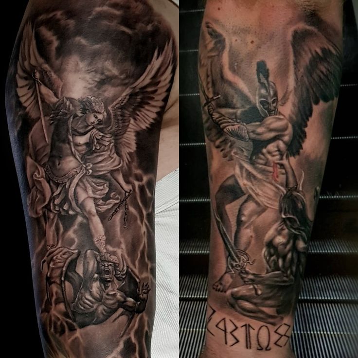 Angel Vs Demon Battle Tattoo