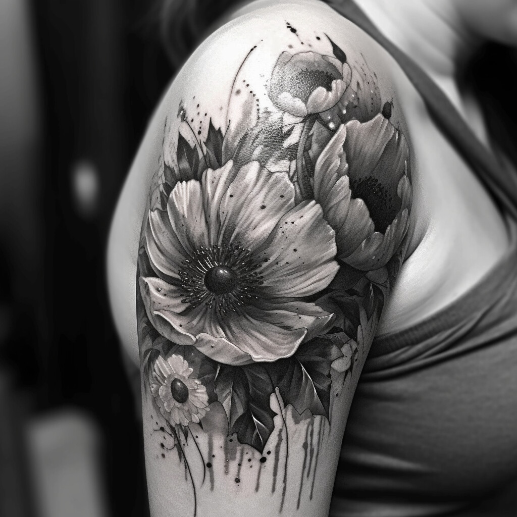 Artstation Black And Grey Flowers Tattoo Bundle Realism Tattoo