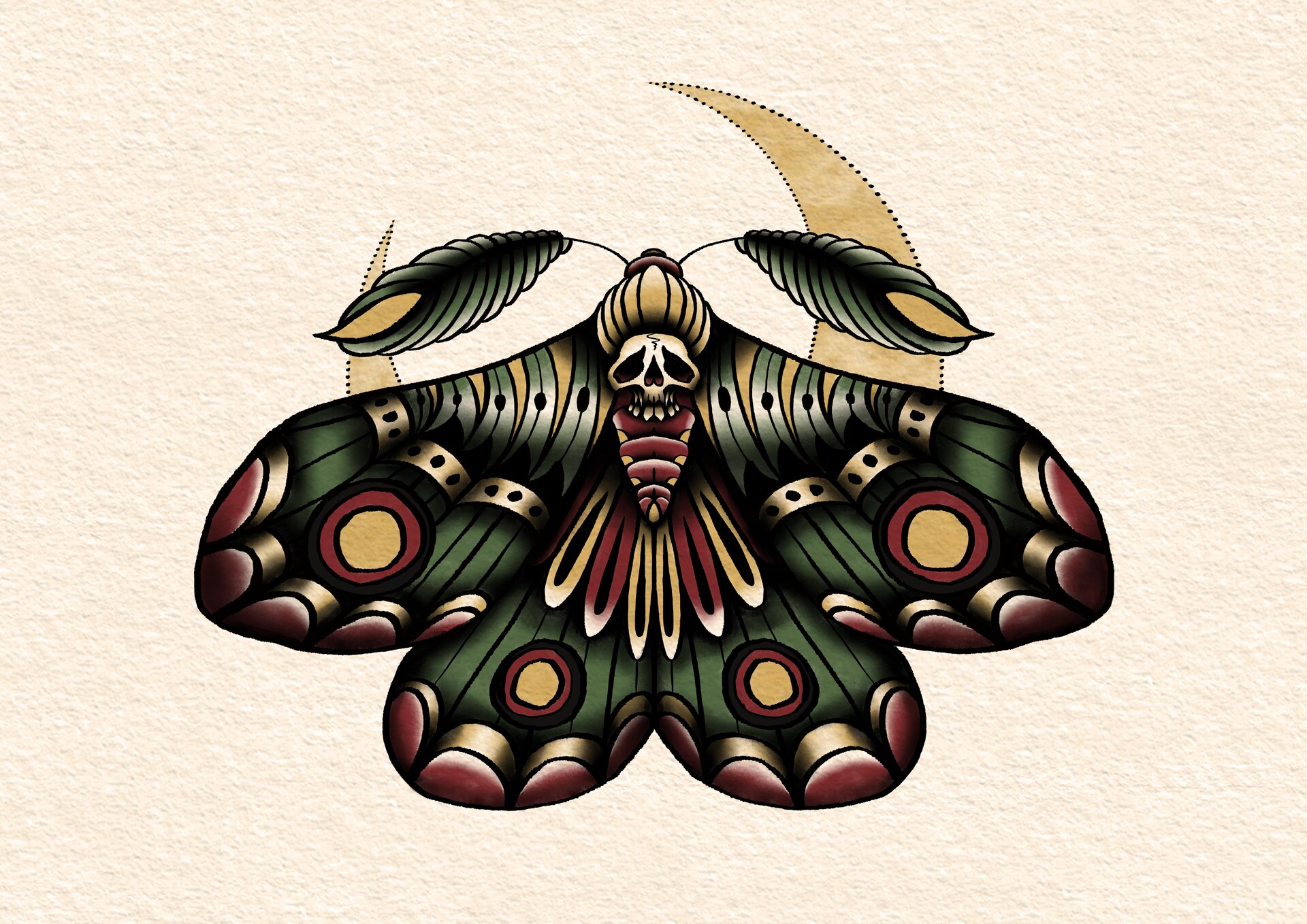 Artstation Traditional Death Moth Tattoo Inspired Illustration