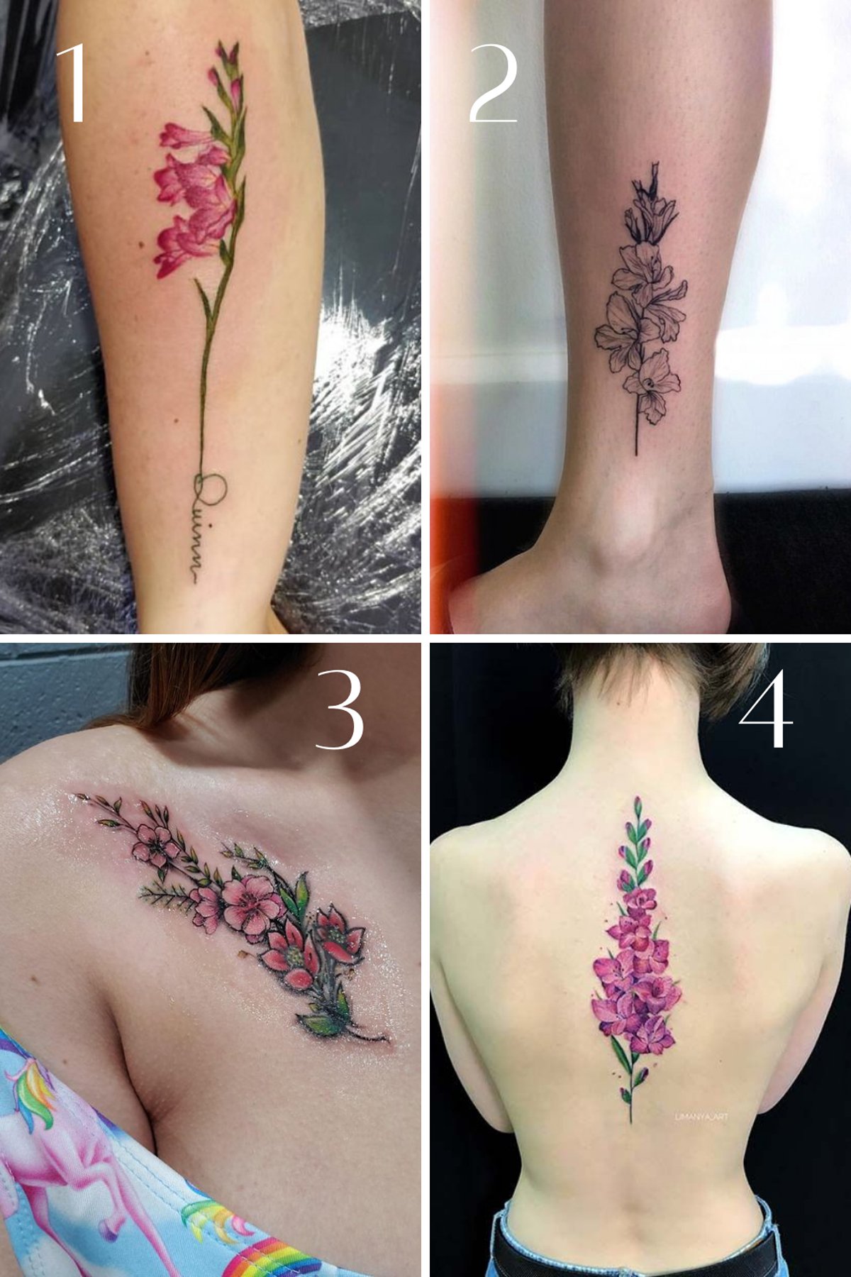 August Birth Flower Tattoos Poppies Gladiolus Tattoo Glee