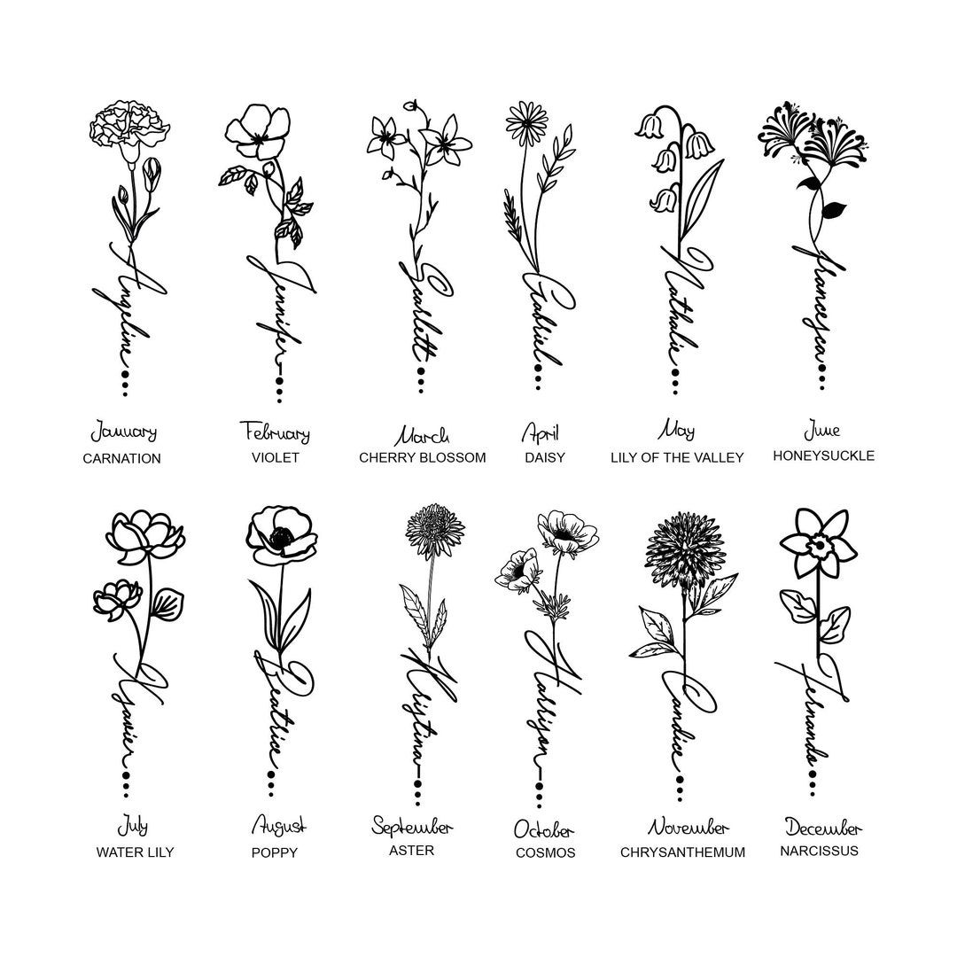 Birth Flower Tattoo Ideas With Names Birthday Flowers By Month