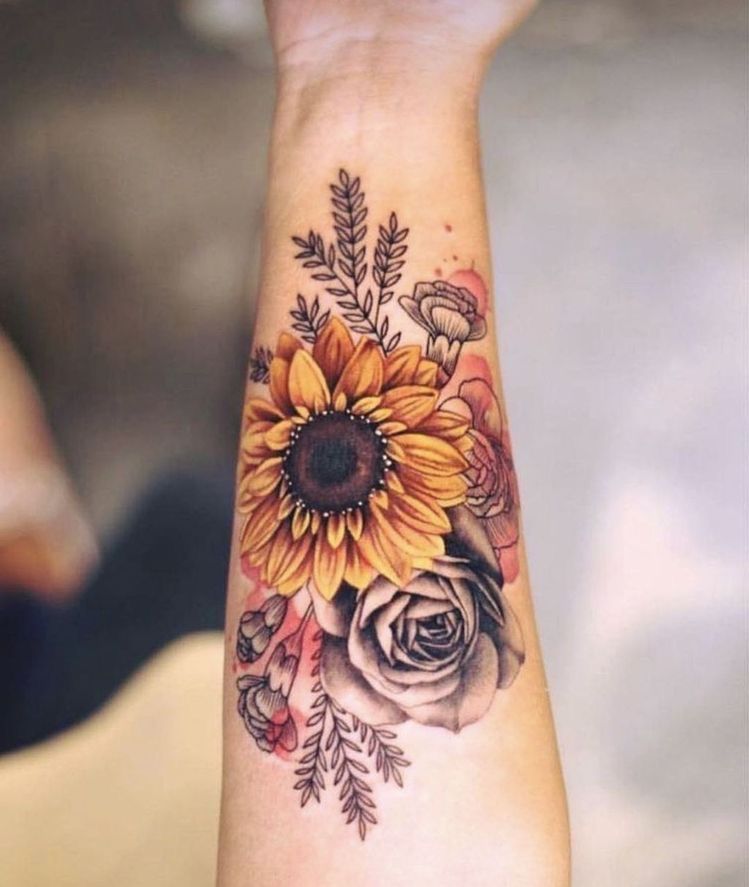 Black And Grey Sunflower Tattoo Tattoos Designs