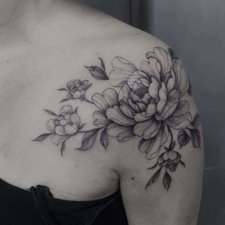 Black and White Peony Tattoo Designs and Meanings