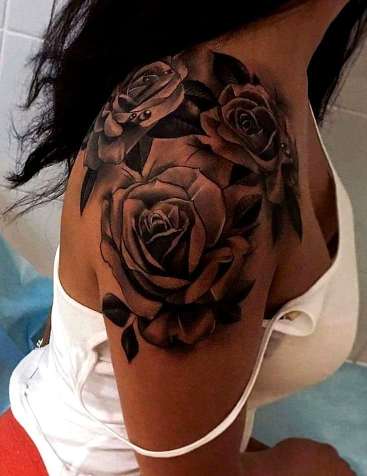 Black Rose Epaule Shoulder Tattoo Ideas Mybodiart Com Shoulder