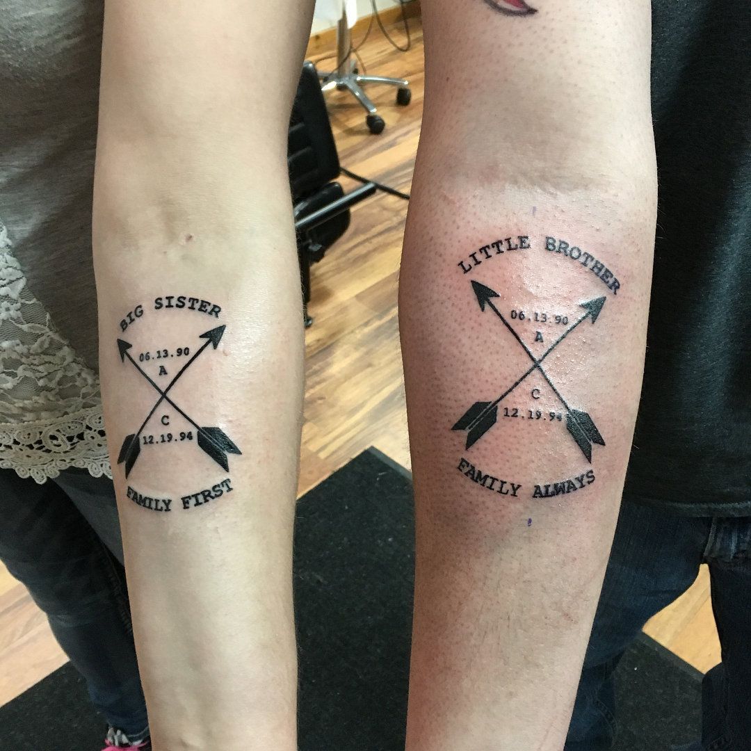 Brother And Sister Arrow And Key Tattoos On The Forearm Brother Sister Tattoo Key Tattoos