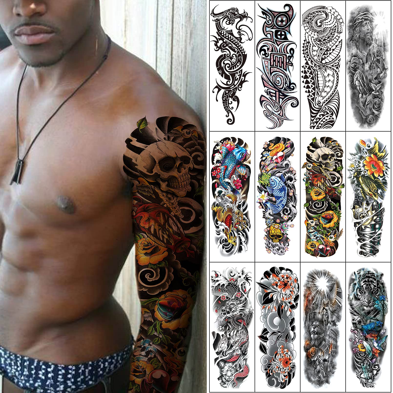 Buy Sleeve Temporary Tattoos For Men And Women 12 Sheets Waterproof And