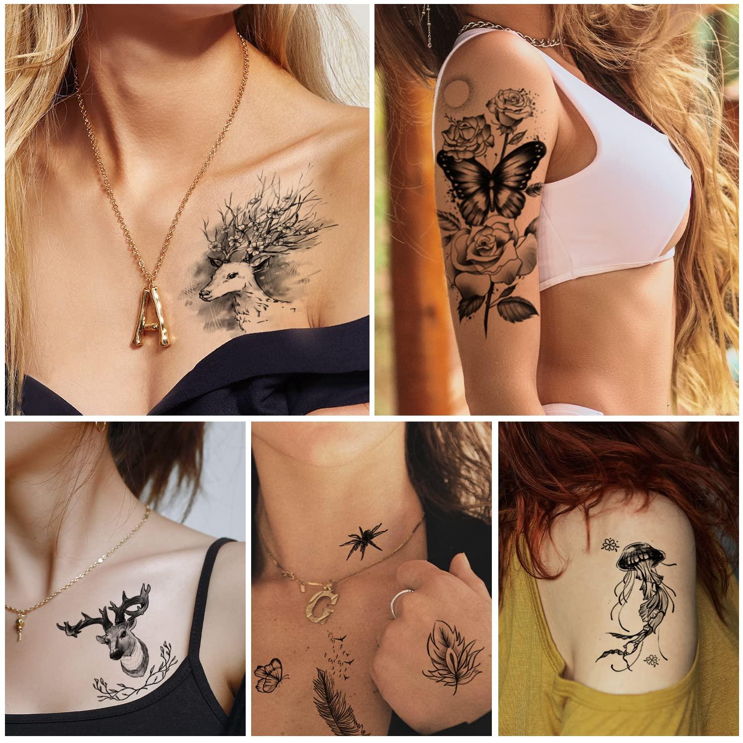 Cerlaza 125 Mixed Styles Long Lasting Temporary Tattoos For Women