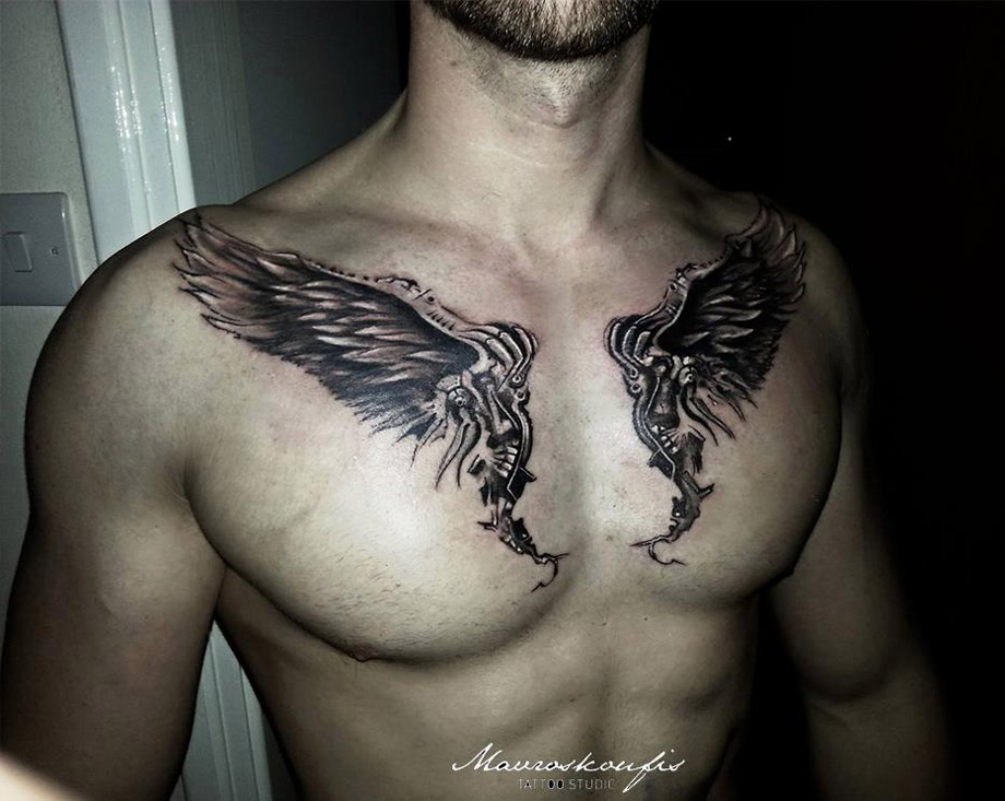 Chest Tattoos Of Wings