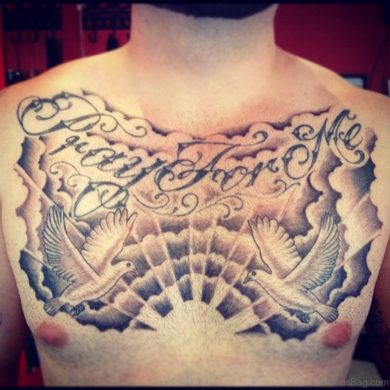 Cloud Tattoos On Chest With Doves