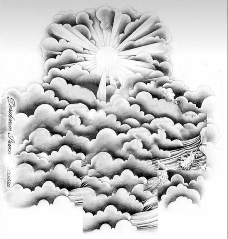 Collection 98 Pictures Tattoo Designs Clouds And Sun Rays Drawing Sharp