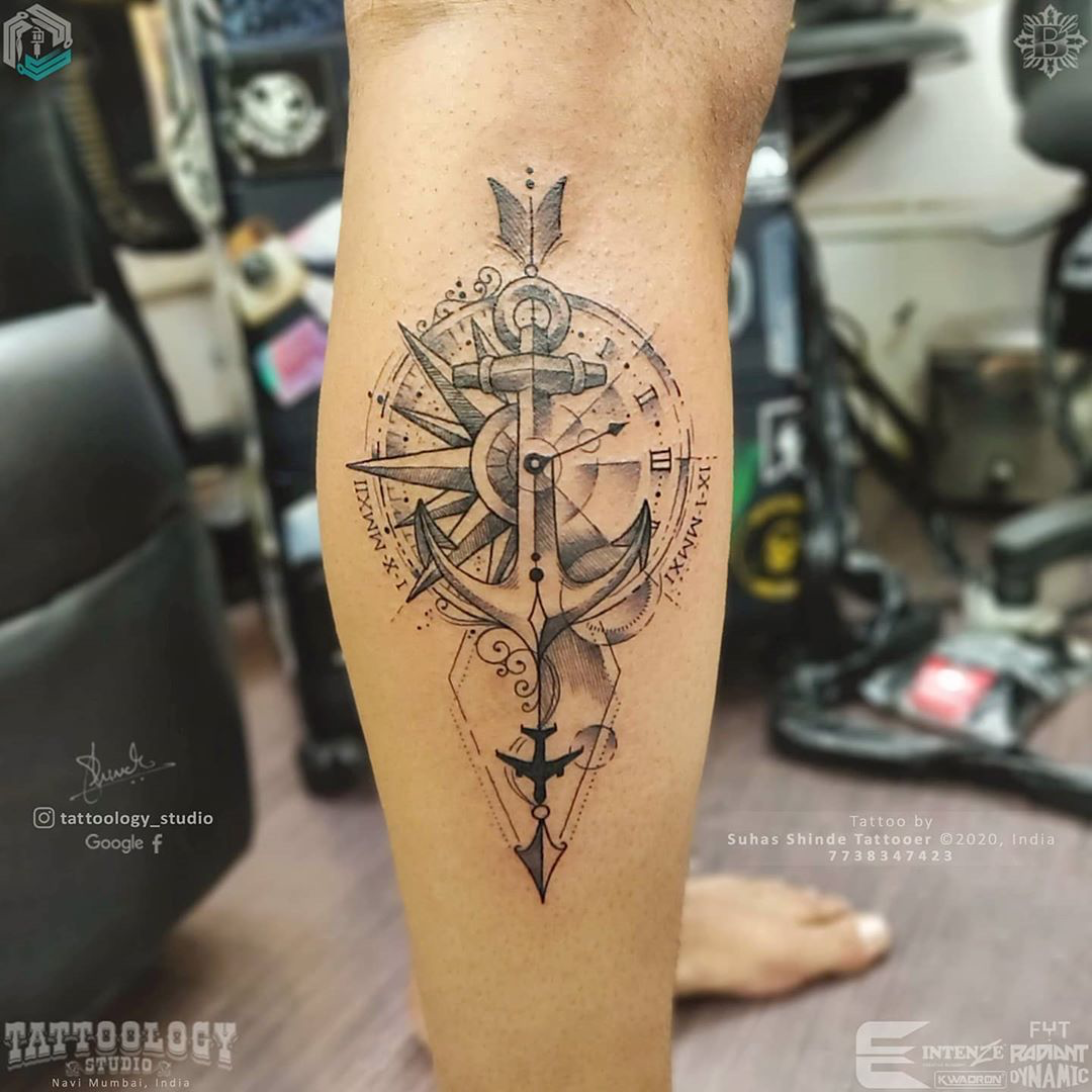 Compass And Anchor Tattoo Google Search Compass Tattoo Men Tattoos