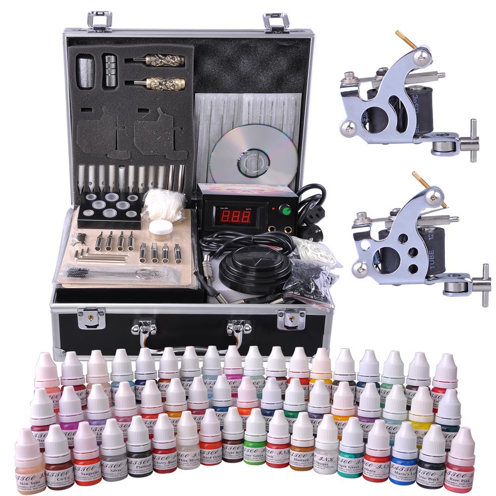 Complete Tattoo Gun Kit For Starter Beginner Tattoo Power Supply Inks