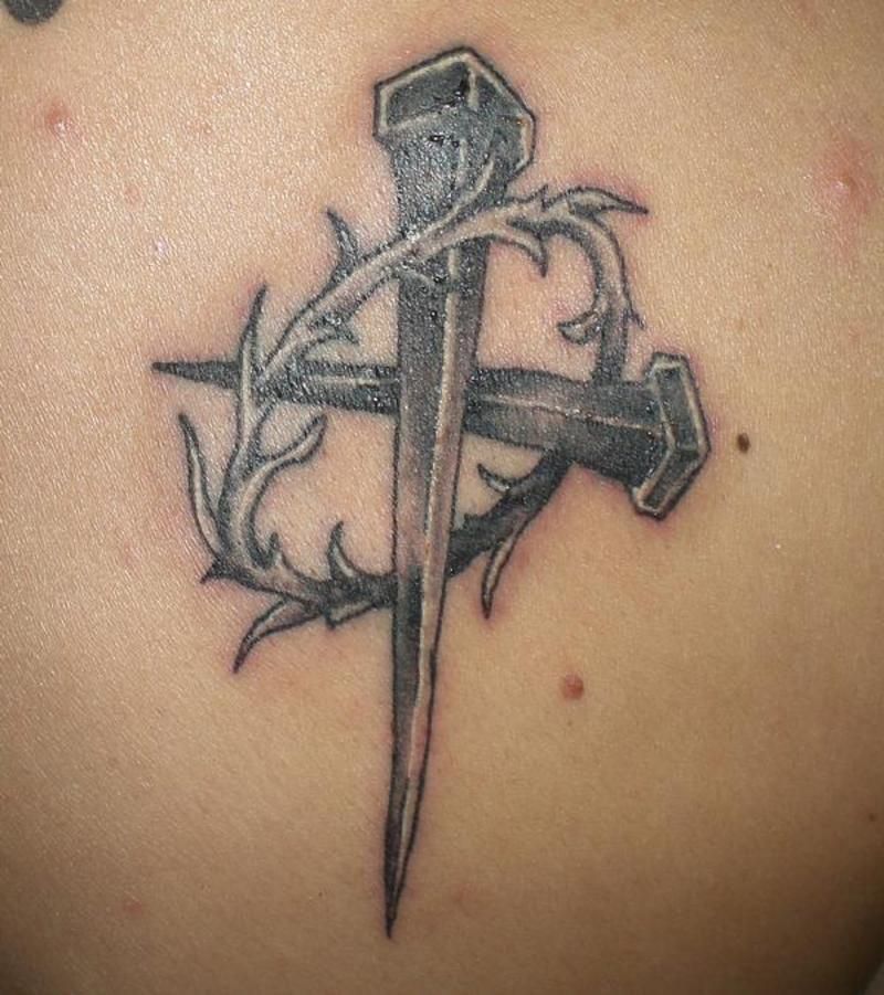 Cross And Crown Of Thorns Tattoo