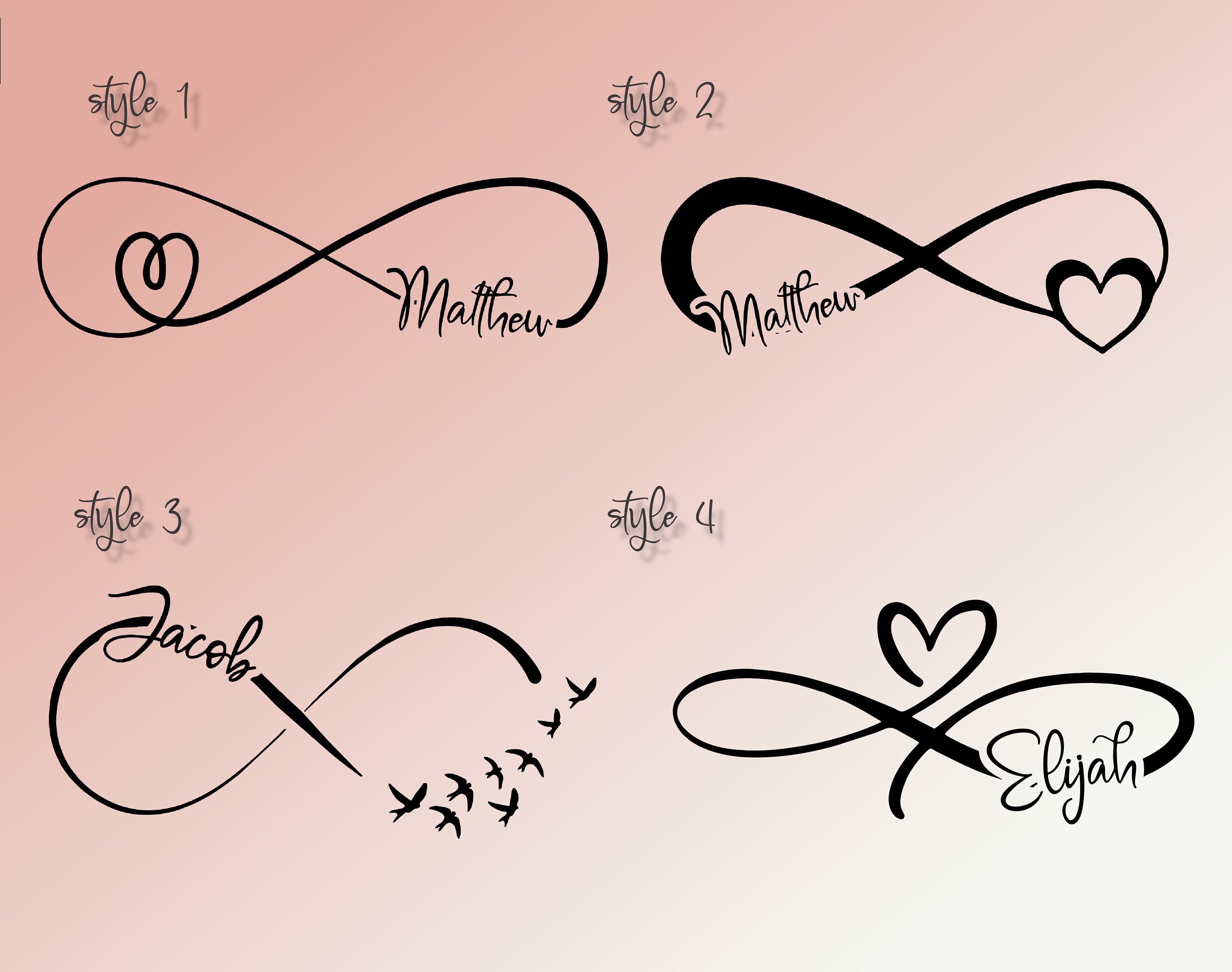 Custom Infinity Temporary Personalized Name Tattoo Heart Infinity