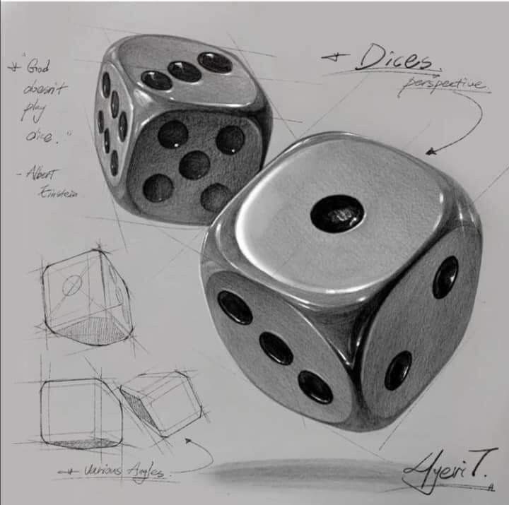 Dice Sketch Abstract Pencil Drawings Art Drawings Simple Hand Art Drawing