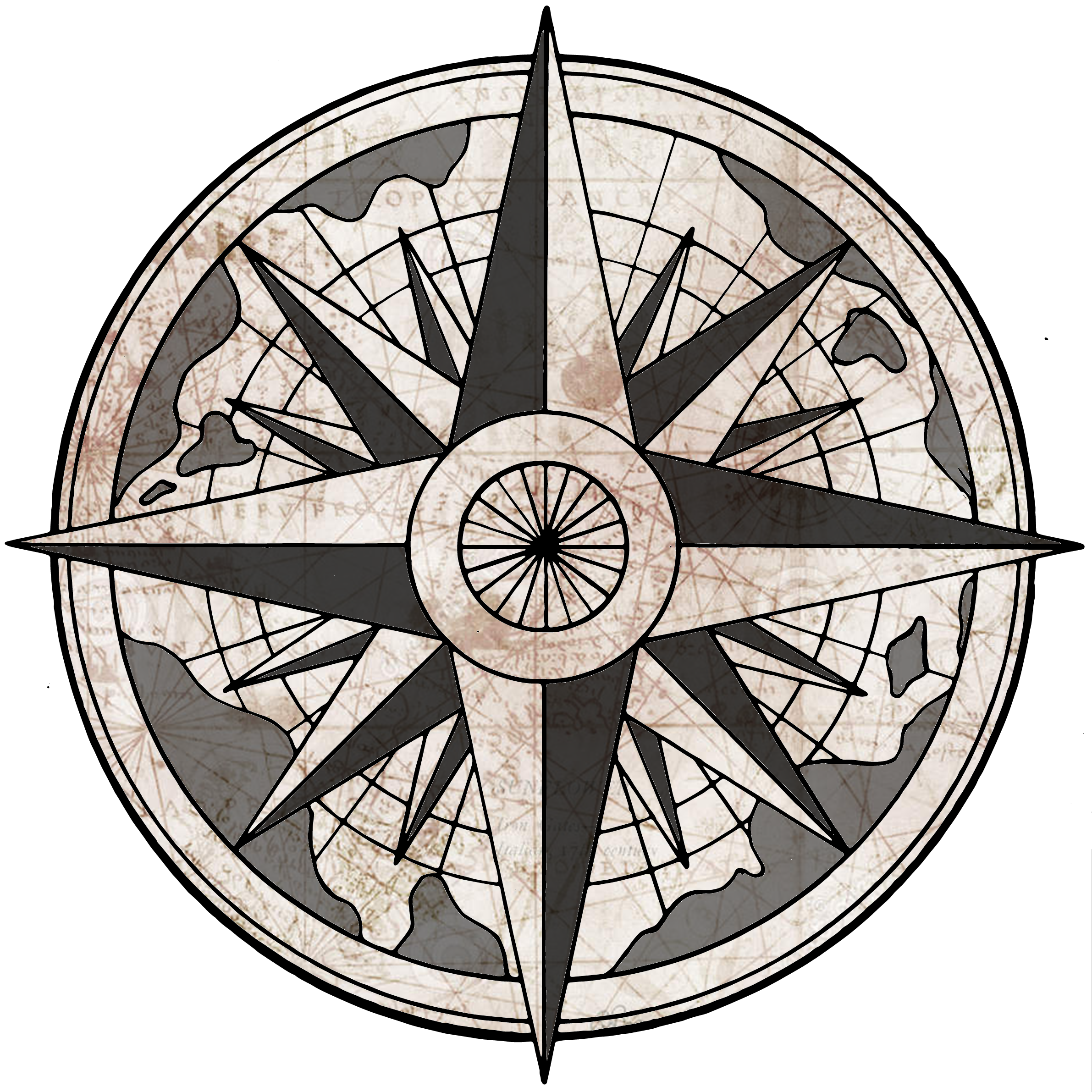 Digital Download Nautical Compass Tattoo Design Png Svg Files