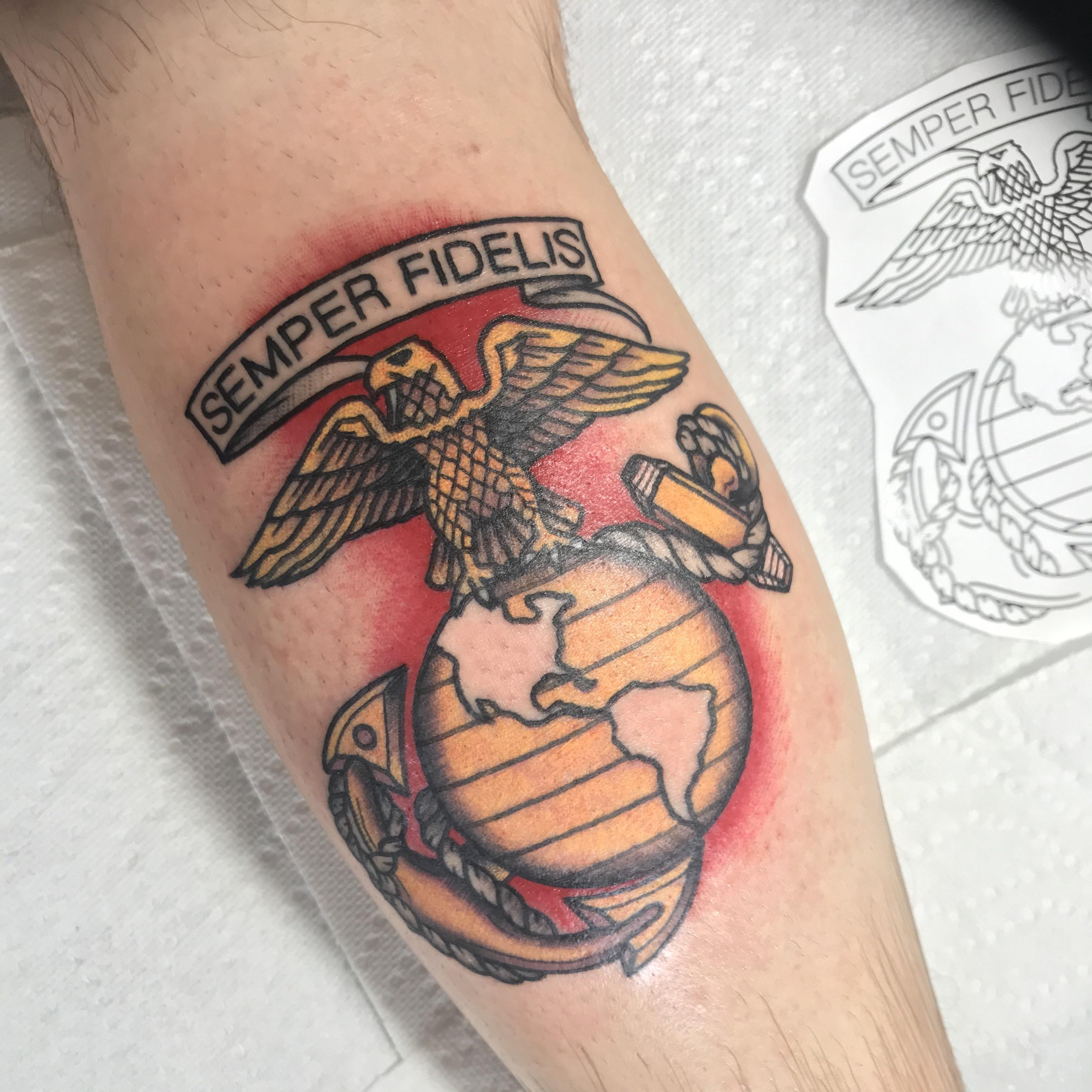 Eagle Globe And Anchor Tattoo Forearm