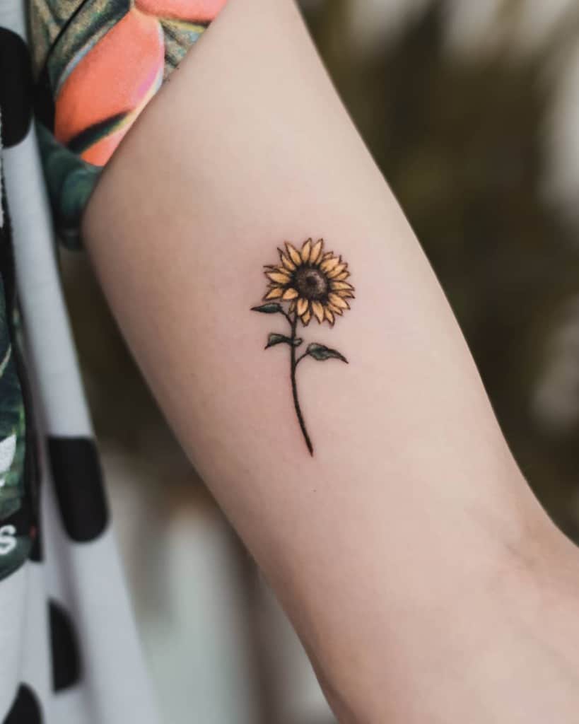 Elegant Black And Grey Sunflower Tattoo