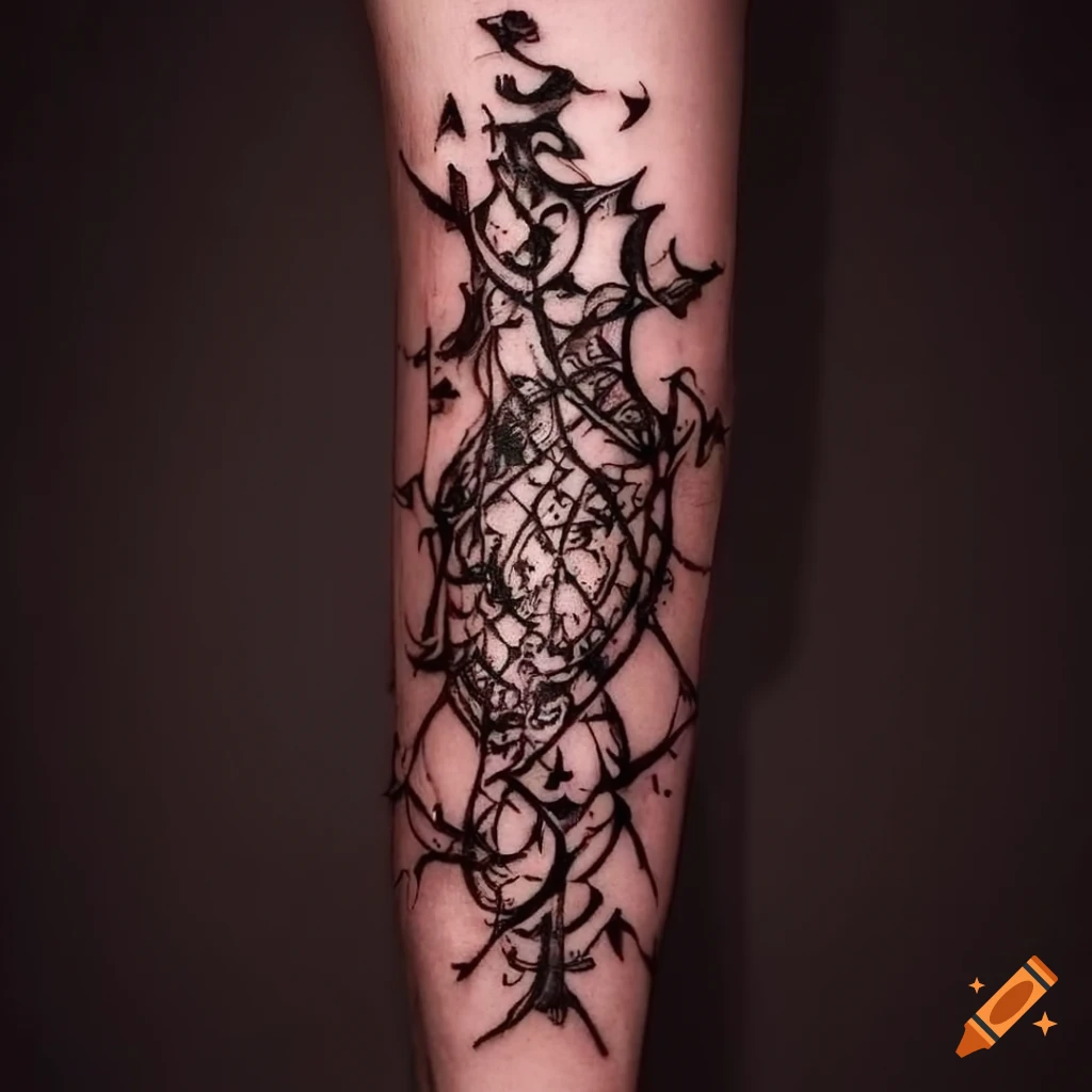 Esoteric Occult Tattoo With Thorn Vine Design On Craiyon