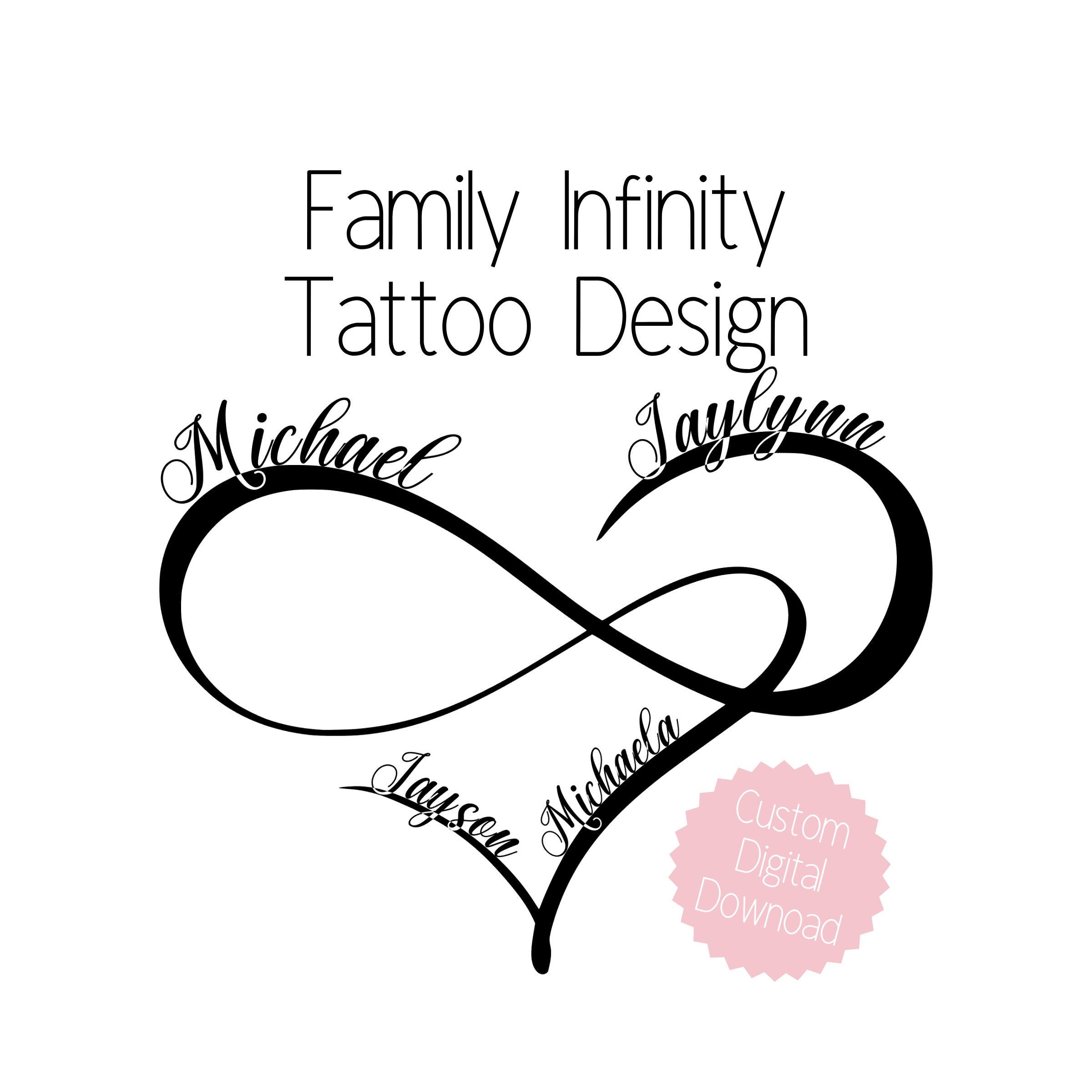 5 Beautiful Family Infinity Tattoo Designs with Names