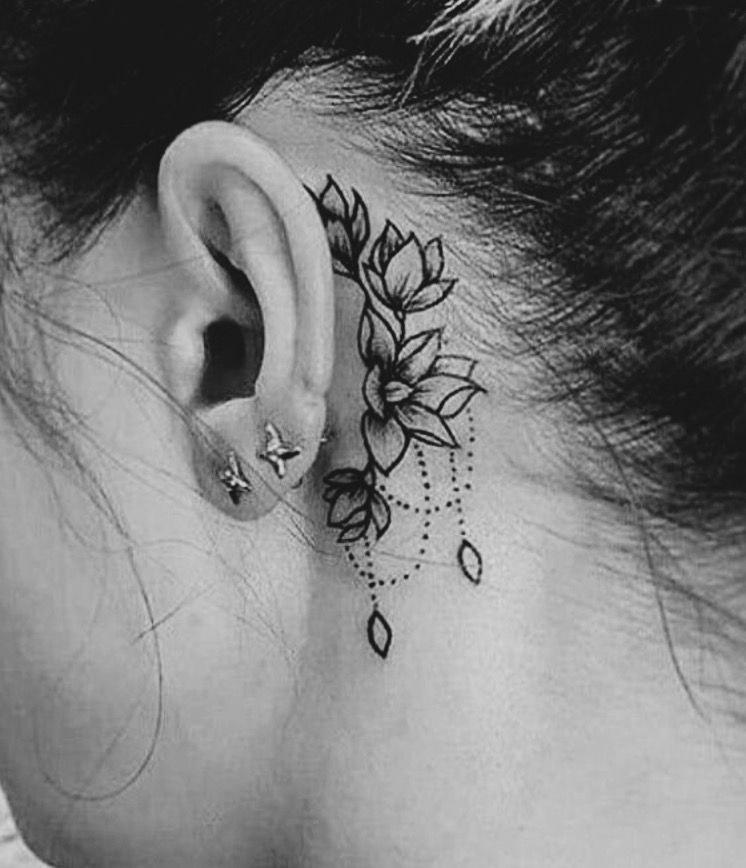 Feather Behind Ear Behind Ear Tattoo Piercing Tattoo Ear Tattoo