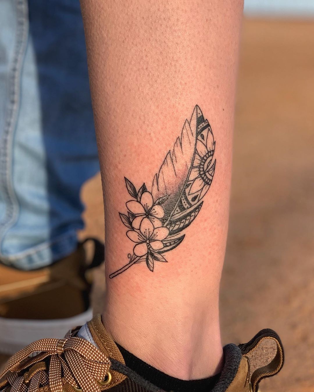 Feather Tattoo On Calf Tattoos Feather Tattoo Indian Feather Tattoos