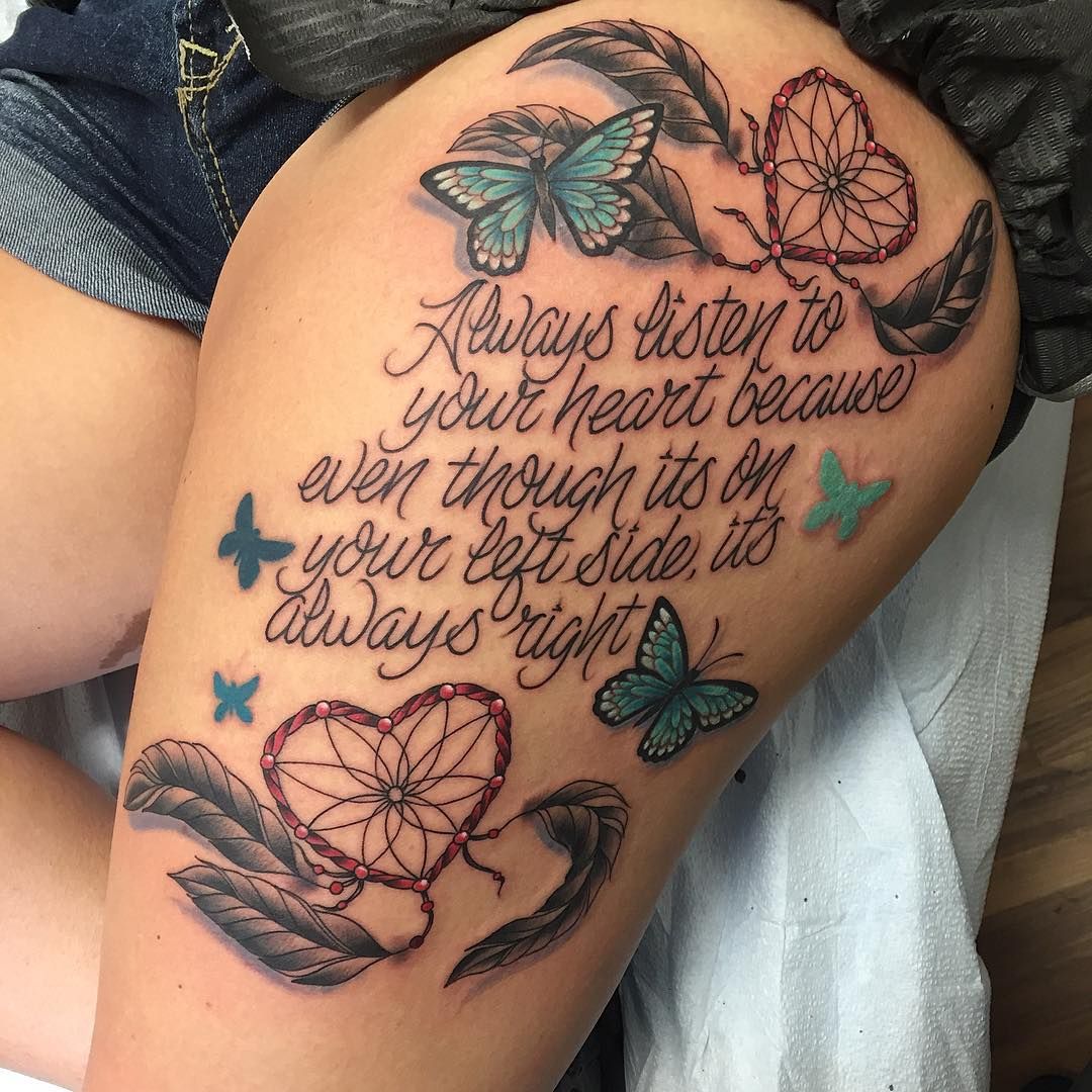 Female Thigh Tattoos Quotes Shortquotes Cc