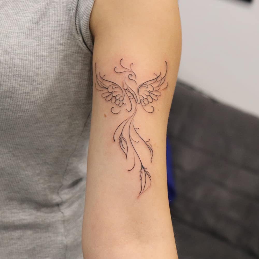 Feminine Rebirth Phoenix Tattoo