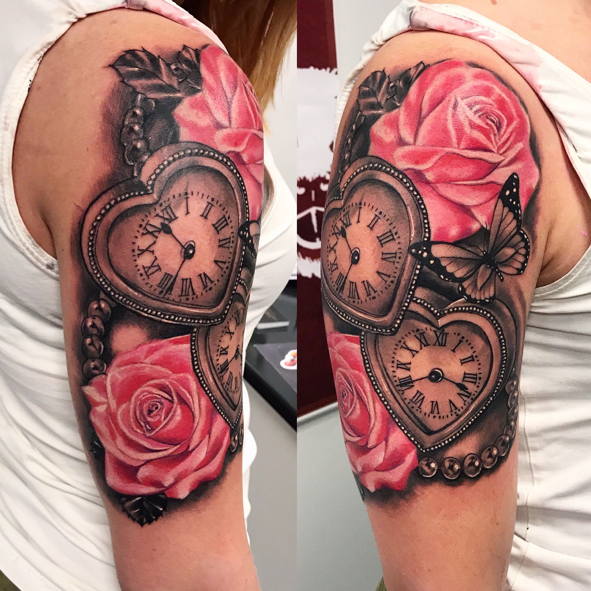 5 Stunning Designs for Feminine Rose and Clock Tattoos