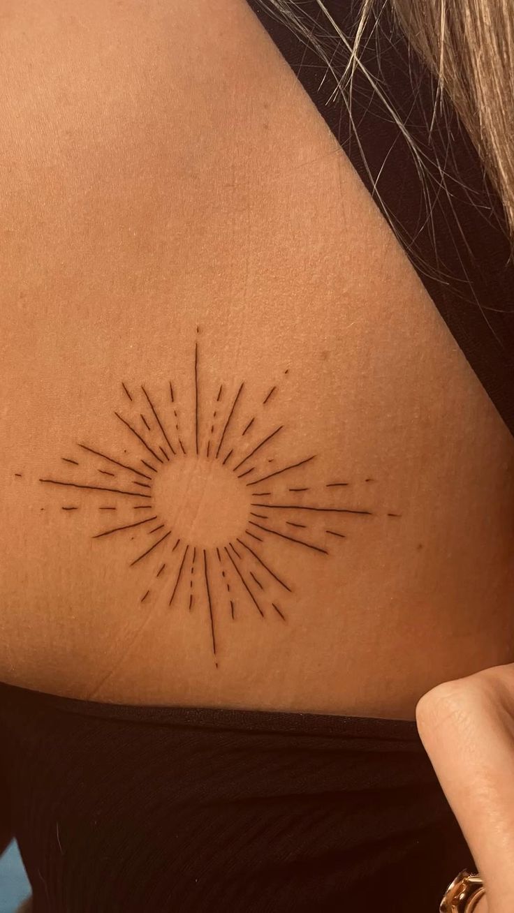 Fine Line Sun Tattoo Sun Tattoos Word Tattoos Hipster Tattoo