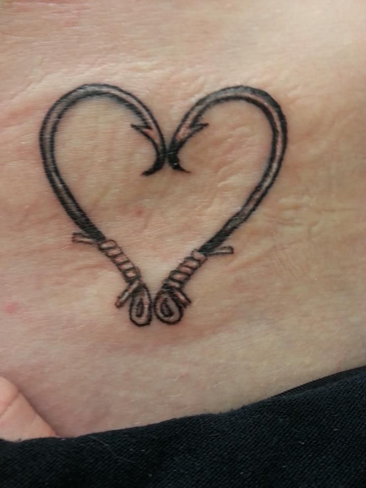 Fish Hook Heart Tattoo