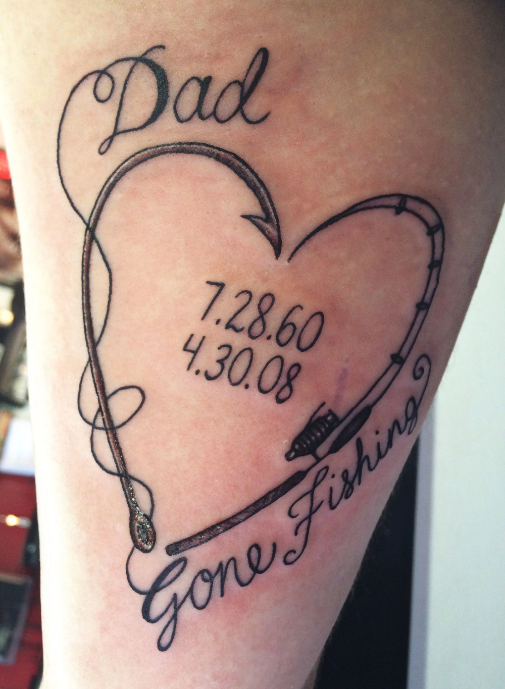 Fishing Memorial Tattoo In Memory Fishing Tattoos Fish Hook Heart Tattoo Gone Fishing Tattoos