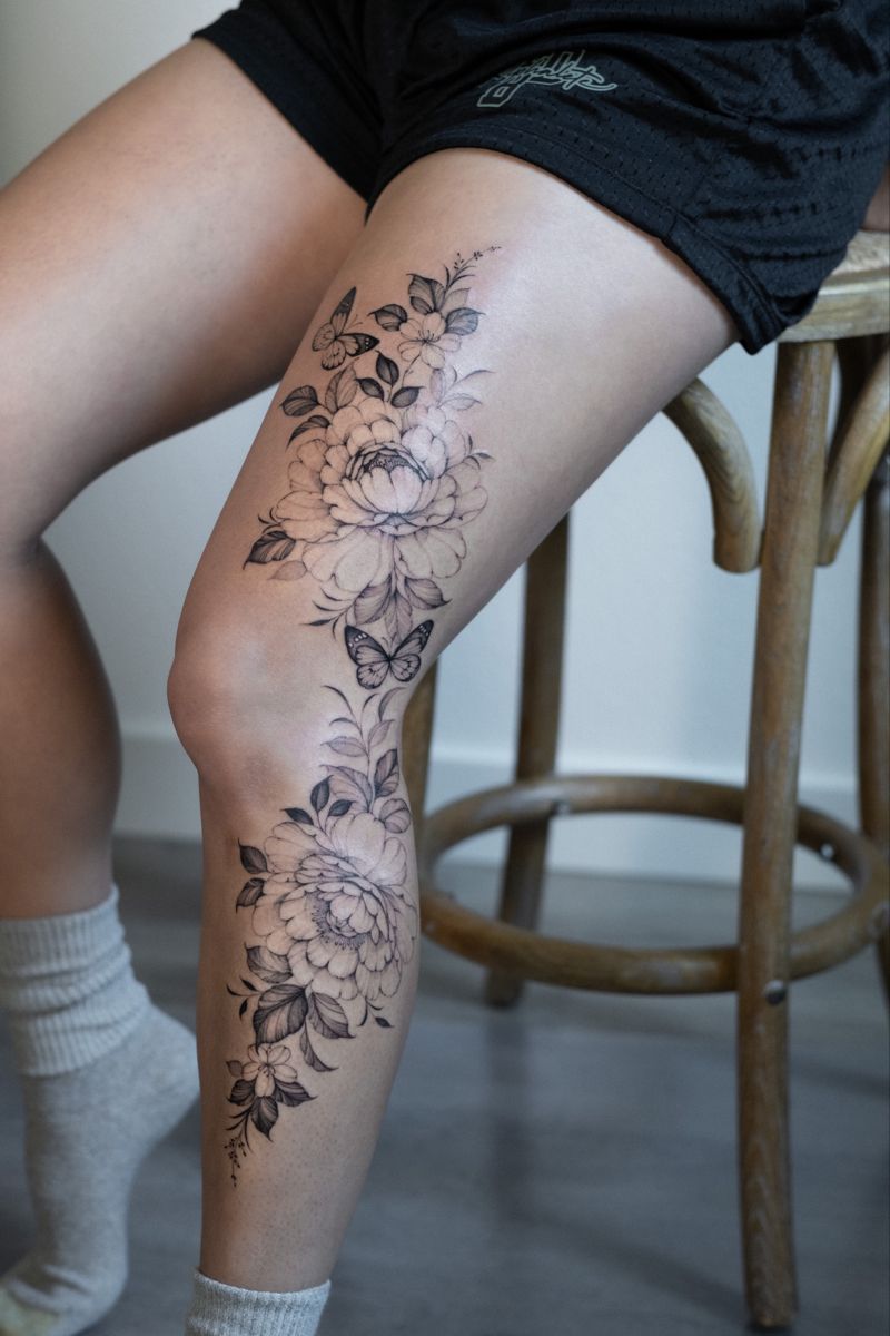 Floral Leg Tattoo In 2023 Full Leg Tattoos Floral Thigh Tattoos Floral Tattoo Shoulder