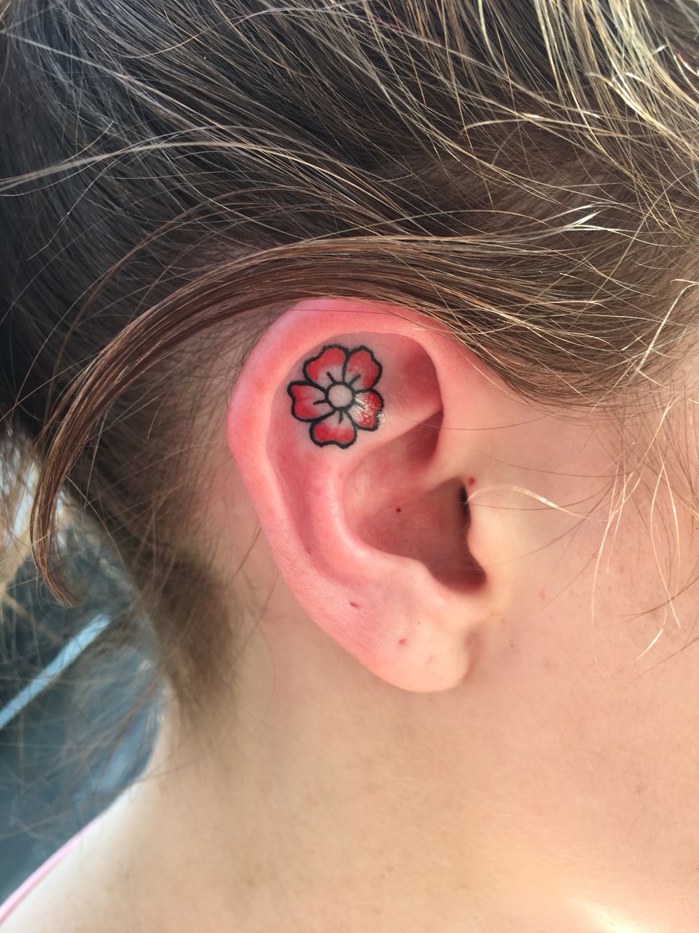 Flower Tattoo On Ear Flower Tattoo Ear Ear Tattoo Toe Tattoos